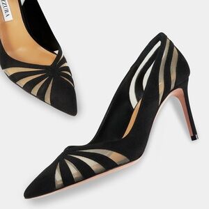 EUC Aquazzura The Spy Suede Mesh Pumps $925 39